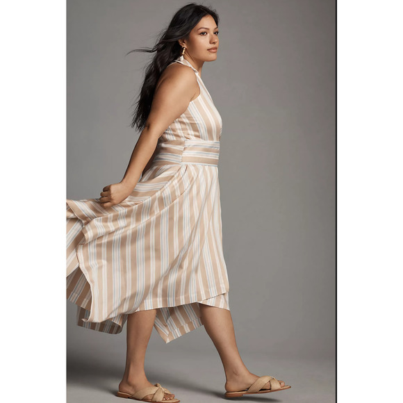 NWT Maeve Asymmetrical Striped Wrap Shirt Dress - 16W - Picture 4 of 5